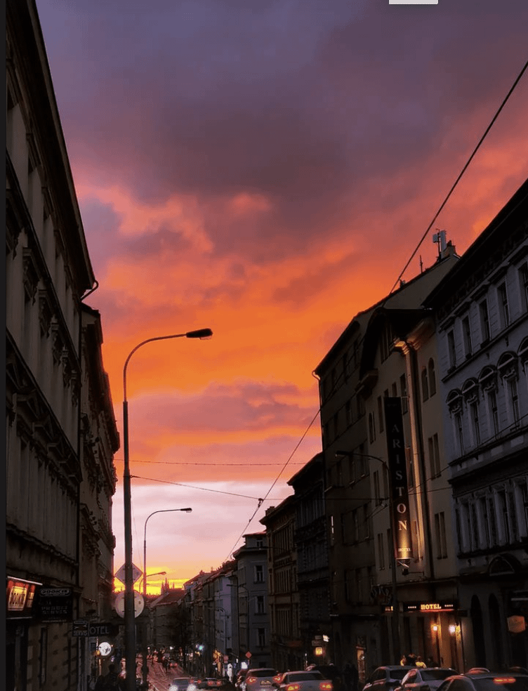 Prague streets around Sunset