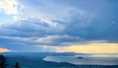 The largest volcanic lake in Europe last night at sunset. lakebolsena / Italy