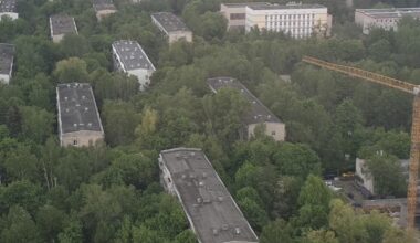 Apartments in a heavily forested area of Moscow.