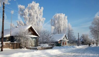 Small ice covered village