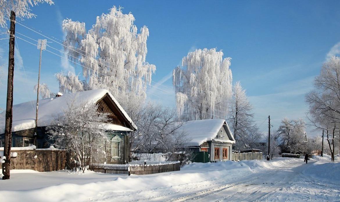 Small ice covered village