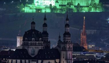 German city of Würzburg at night