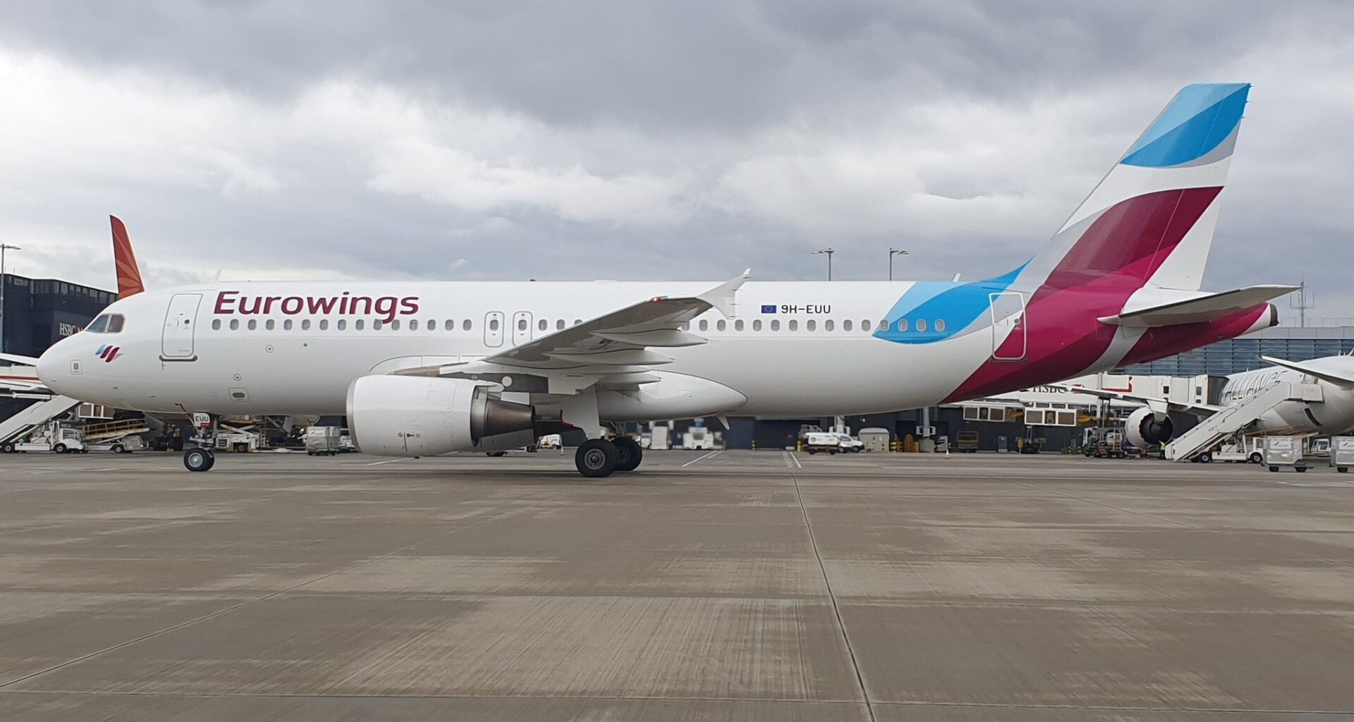 Eurowings Europe Malta Airbus A320-214 9H-EUU Heathrow Airport 6-3-2023.