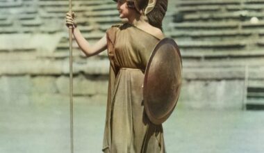 Greek model Aliki Diplarakou, who previously won the title of Miss Hellas and Miss Europe 1930, as Athena Promachos at the Second Delphic Festival in Delphi, 1930. [1080x1307]