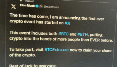 Elon Musk has announced a giveaway event for Bitcoins and ETH. Limited time left.