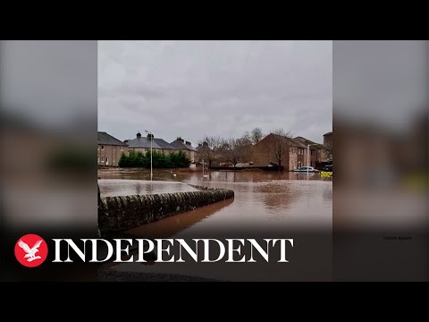 Storm Gerrit: Road in Scottish town left submerged by flooding