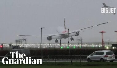 Plane makes bumpy landing at London Heathrow during Storm Gerrit