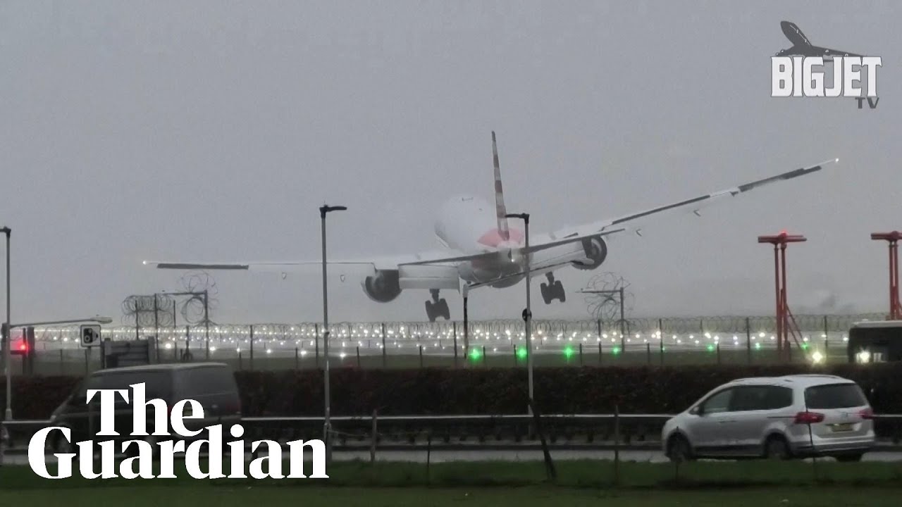 Plane makes bumpy landing at London Heathrow during Storm Gerrit