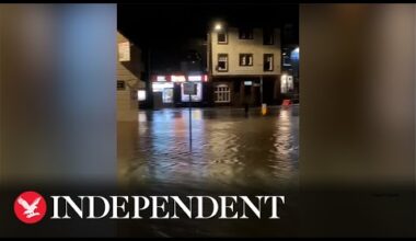 Storm Gerrit: Floodwater rushes down road as rain submerges parts of Scottish town