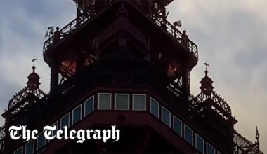 Blackpool Tower 'fire' just orange netting in wind, say police