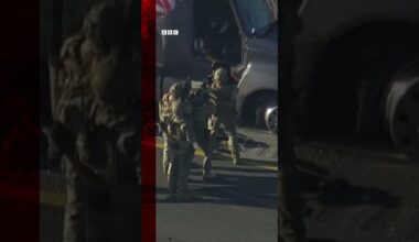 Moment Swat team tears open lorry to arrest driver. #Shorts #Swat #US #Texas #BBCNews