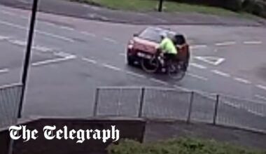 Elderly cyclist flips mid-air after driver ploughs into her