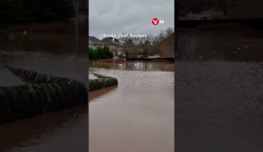 Road left submerged by flooding after Storm Gerrit #news #shorts