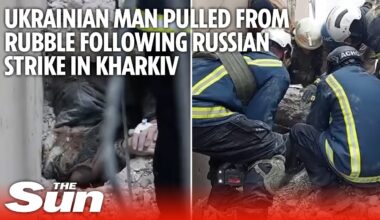 Ukrainian man pulled from rubble following Russian strike in Kharkiv