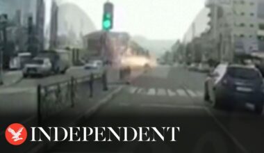 Explosions in Russian city caught on dashcam footage amid Ukrainian airstrikes