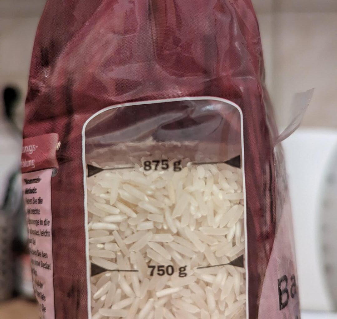 1 kg Reis sind 875g?