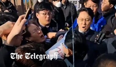 South Korea’s opposition leader stabbed in neck