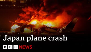 Japan Airlines jet in flames after crash with earthquake relief plane at Tokyo airport - BBC News