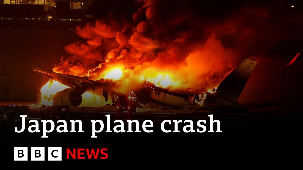 Japan Airlines jet in flames after crash with earthquake relief plane at Tokyo airport - BBC News