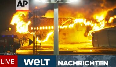 JAPAN: FLAMMENINFERNO - Linienmaschine brennt nach Kollision am Flughafen Tokio lichterloh