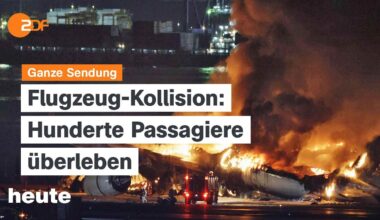 heute 19:00 Uhr vom 02.01.2024 Hochwasser, Angriffswelle auf Ukraine, Flugzeugkollision Tokio