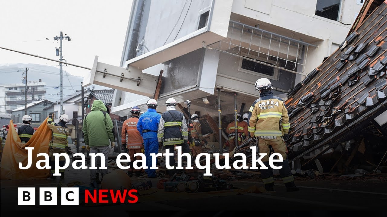 Japan earthquake: Death toll climbs to 64 as rescuers race to survivors | BBC News