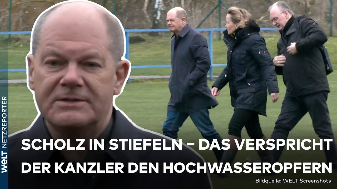 HOCHWASSER IN DEUTSCHLAND: Olaf Scholz mit Gummistiefeln in Sachsen-Anhalt – Buhrufe von Anwohnern