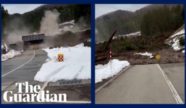 Japan earthquake: footage shows residents escaping Wajima landslide