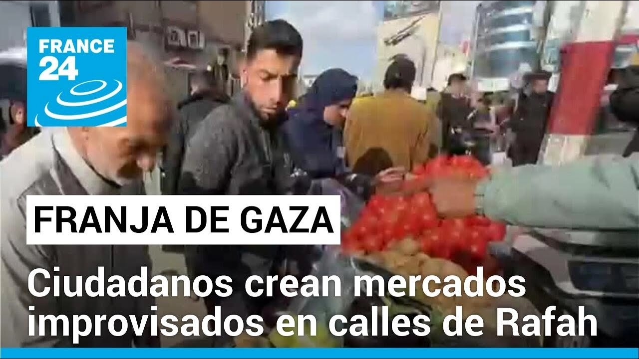 Ciudadanos gazatíes crean mercados improvisados en Rafah, mientras la guerra se acerca al tercer mes