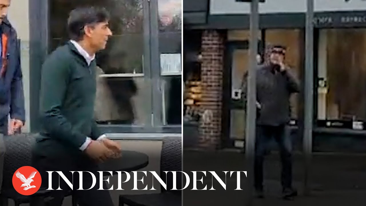 ‘Resign!’: Rishi Sunak booed as he leaves Greater Manchester cafe