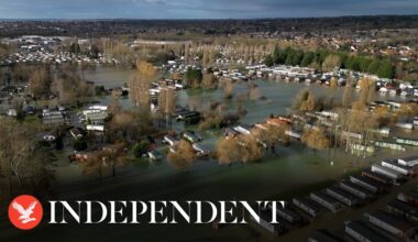 Storm Henk: Drone footage shows holiday homes submerged by water