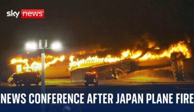 Japanese authorities hold news conference after plane fire at airport in Tokyo