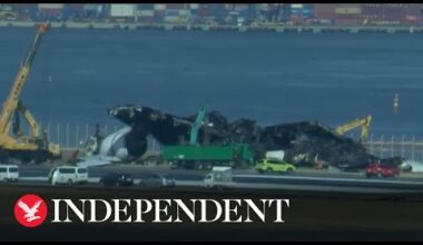 Watch again: Japan aircraft wreckage to be removed following airport collision