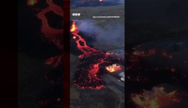 Lava flows have destroyed several homes in Iceland following the eruption. #Volcano #BBCNews #Shorts