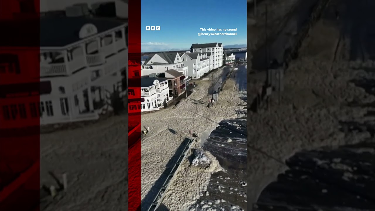 Cars in New Hampshire had to drive through sea foam left behind from flooding in the US. #US #Shorts