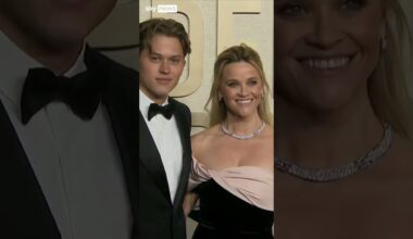 Reese Witherspoon and her son Deacon at the Golden Globes