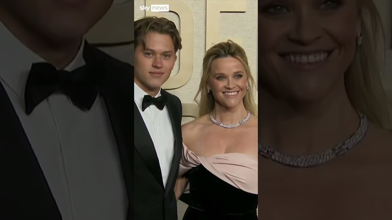 Reese Witherspoon and her son Deacon at the Golden Globes