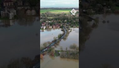 Severe flooding in English village of Pulborough after Storm Henk