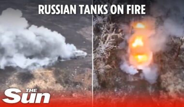 Ukrainian precision strikes obliterate entire Russian convoy as tanks keep burning