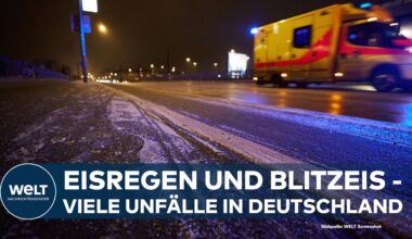 BLITZEIS: Spiegelglatte Straßen - Stürze und Verkehrsunfälle halten Rettungskräfte in Atem