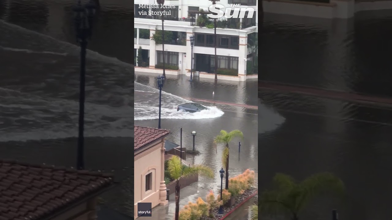 Tesla plows through flooded San Diego street with ease