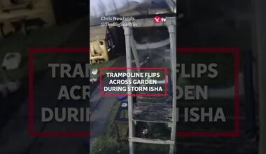 Trampoline flips across garden during Storm Isha 💨 #weather #shorts