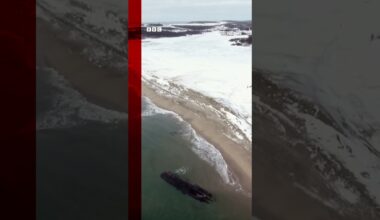 Ghostly shipwreck appears on beach of Cape Ray in Newfoundland, Canada. #Shorts #Canada #BBCNews