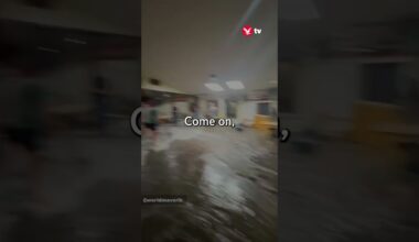 Huge wave rips through restaurant 🌊 #weather #shorts