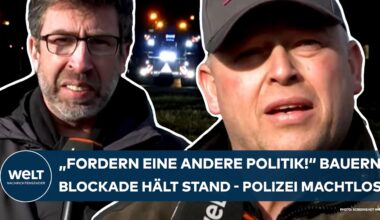 JADE-WESER-PORT: "Fordern eine andere Politik!" Bauern-Blockade hält stand - Polizei machtlos