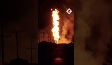 Flames light up the sky after gas pipe explosion in Oklahoma