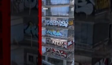 Luxury high-rise flats in LA covered in graffiti. #Shorts #LosAngeles #BBCNews