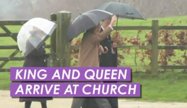 King And Queen Brave The Rain as They Arrive For Church