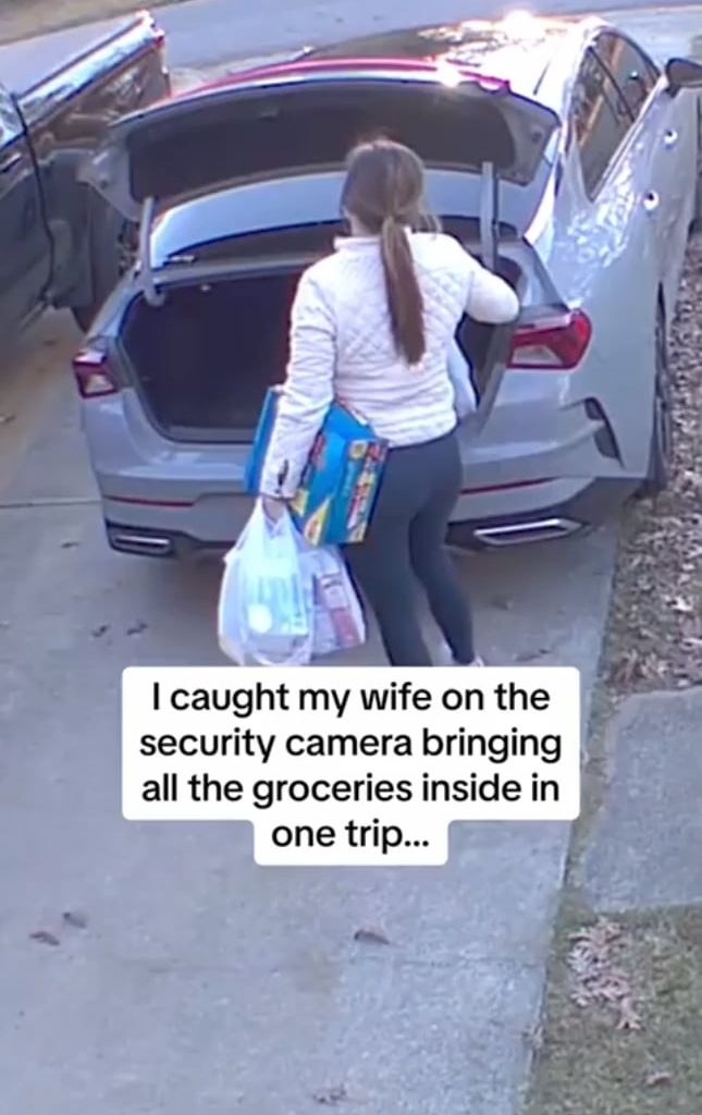 Caught my wife on the security camera bringing all the groceries in one trip