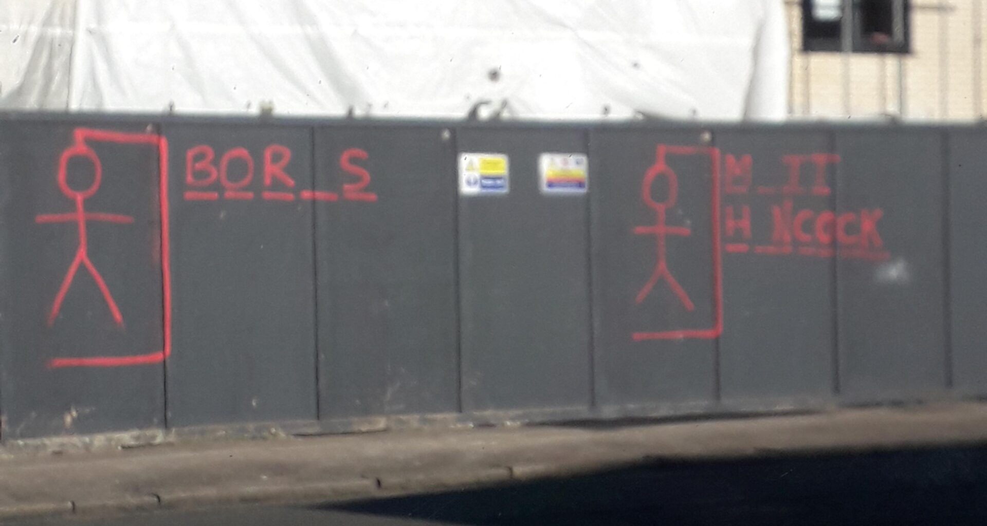 The current state of UK politics, depicted by graffiti.